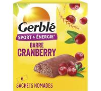 GERBLE Barres Sport & Énergie Cranberry - 6 sachets nomades de 25 g, saveur acidulée aux amandes et germe de blé - Lot de 3
