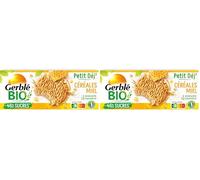 Gerblé Bio Biscuit Céréales & Miel - Biscuits Bio au Blé Ancien et Miel, Sans Huile de Palme, Riche en Fibres, 3 Sachets de 3 Biscuits, 132 g (Lot de 2)