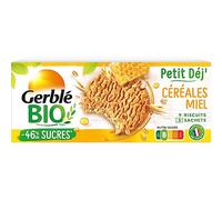 Gerblé Bio Biscuit Céréales & Miel - Biscuits Bio au Blé Ancien et Miel, Sans Huile de Palme, Riche en Fibres, 3 Sachets de 3 Biscuits, 132 g