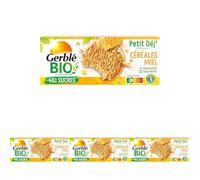 Gerblé Bio Biscuit Céréales & Miel - Biscuits Bio au Blé Ancien et Miel, Sans Huile de Palme, Riche en Fibres, 3 Sachets de 3 Biscuits, 132 g (Lot de 4)