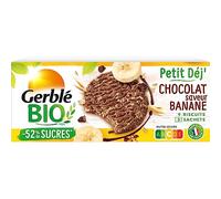 Gerblé Bio Biscuit Choco Banane - Biscuits Bio Gourmands, Sans Huile de Palme, Riche en Fibres, Saveur Chocolat et Banane, 3 Sachets de 3, 132 g
