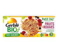 Gerblé Bio Biscuit Fruits Rouges - Recette Bio aux Céréales Complètes et Fruits, Sans Huile de Palme, Riche en Fibres, 3 Sachets de 3 Biscuits, 132 g
