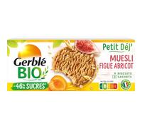 GERBLE BIO Biscuit Petit Déj' Muesli Figue Abricot Bio 132g - 3 sachets de 3 biscuits, fabriqué en France - Lot de 4