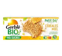 GERBLE BIO - Biscuit Petit Déjeuner aux Céréales Complètes et au Miel Bio - Riche en Céréales - la boîte de 132g - Le Lot De 5