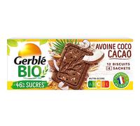 Gerblé Bio Biscuits Avoine Cacao Coco - Recette Bio Gourmande, Sans Huile de Palme, Riche en Fibres, Réduite en Sucres, 12 Biscuits, 132 g