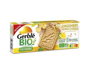 GERBLÉ BIO - Sablé Citron Gingembre Bio 132g - Biscuits diététiques et biologiques savoureux pour une collation saine et satisfaisante. - Le Lot De 4