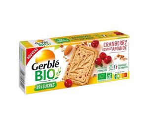 GERBLÉ BIO - Sablés Amande Cranberry Bio - Biscuits bio diététiques et nutritifs - 132g de pur plaisir croustillant pour vos pauses santé! - Lot De 4 - Vendu Par Lot