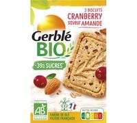 Gerblé Bio Sablés Amande Cranberry - Biscuits Bio Gourmands, Sans Huile de Palme, Réduits en Sucres, Riche en Fibres, 12 Sablés Fondants, 132 g