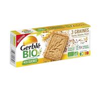 GERBLE BIO Sablés Bio aux 3 Graines Sésame, Kasha et Pavot - Goûtez le croquant naturel 132G- Lot De 4