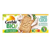 Gerblé Bio, Sablés bio saveur Coco Pavot, Allégés en sucres, Sans huile de palme, 1 Paquet de 12 Biscuits, 132g, 216079