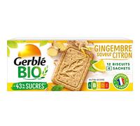 Gerblé Bio Sablés Citron Gingembre - Biscuits Bio Saveur Tonique, Sans Huile de Palme, Réduits en Sucres, Texture Fondante, 12 Sablés, 132 g