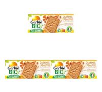 Gerblé Bio Sablés Épeautre Caramel - Biscuits Bio Fondants au Blé Ancien, Sans Huile de Palme, Réduits en Sucres, 12 Sablés Gourmands, 132 g (Lot de 3)