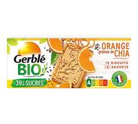 Gerblé Bio Sablés Orange Graines de Chia - Biscuits Bio Fruités et Croquants, Sans Huile de Palme, Réduits en Sucres, 12 Sablés, 132 g