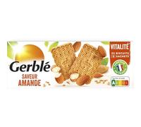 GERBLE Biscuit Amande - 210g - 5 sachets individuels - 25 biscuits - Nutri-Score A - Fabriqué en France - Riche en fibres et réduit en sucres - Lot de 4