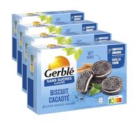 Gerblé Biscuit Cacaoté Fourré Vanille Sans Sucres Ajoutés - Biscuits Gourmands Sans Huile de Palme, 176g (4x4 biscuits)