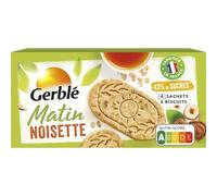 GERBLÉ - Biscuit Croquant Petit Déjeuner aux Noisettes, Saveur Gourmande et Nutritive (Boîte 200g) - lot de 4 - Vendu par Lot