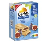 Gerblé Sans Sucres Ajoutés Biscuit Fourré à la Figue - Réduit en Sucres et Source de Fibres - 1 boîte 180g (10 pochons de 1 biscuit)