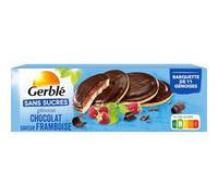 GERBLE - Biscuit génoise chocolat framboise Sans Sucres | Onctueux et savoureux | Idéal pour les pauses gourmandes | la boite de 140 g | LOT DE 3