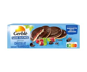 GERBLÉ - Biscuit Génoise Chocolat Framboise Sans Sucres, Plaisir Léger et Fruité (Boîte 140g) - lot de 3 - Vendu par Lot