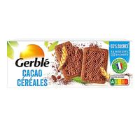 Gerblé Teneur réduite, Biscuits Cacao Céréales, Allégés en sucre, 16 biscuits, 160 g, 216575