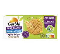 GERBLE Biscuits Céréales Sans Gluten Happy Digest - 3 sachets de 9 biscuits - Format familial 150g - Source de calcium - Bien-être digestif - Lot de 4