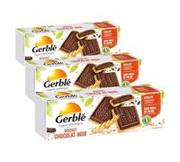 GERBLÉ - Biscuits Chocolat Noir - Réduit en Sucres - Cacao Durable - Sans Huile de Palme - 3 Sachets Individuels - 12 Biscuits - 150 g