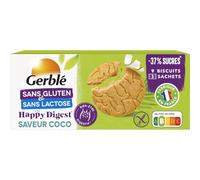 GERBLÉ - Biscuits Coco - Sans Gluten & Sans Lactose - Réduit en Sucres - Bien-être Digestif - Nutri-Score B - 3 Sachets Individuels - 9 Biscuits - 150 g
