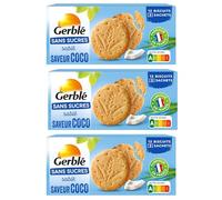 Gerblé Biscuits Saveur Coco Sans Sucres, Sans Huile De Palme, Lot de 3 boîtes