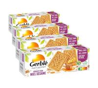 GERBLÉ - Biscuits Crousti’son Miel-Sésame - Riche en Fibres - Réduit en Sucres - Sans Huile de Palme - Nutri-Score B - 4 Sachets Individuels - 192 g