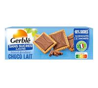 GERBLÉ - Biscuits Fondant Chocolat au Lait - Sans Sucres Ajoutés - Sans Huile de Palme - Sachets Individuels - 12 Biscuits - 126 g