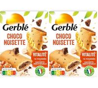 GERBLÉ - Biscuits Fourrés Chocolat Noisette - Réduit en Sucres - Cacao Durable - Sans Huile de Palme - 10 Biscuits - 200 g