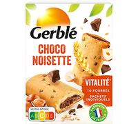 GERBLÉ - Biscuits Fourrés Chocolat Noisette - Réduit en Sucres - Cacao Durable - Sans Huile de Palme - 10 Biscuits - 200 g