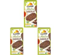 Gerblé Biscuits Matin Chocolat - Céréales Complètes, Réduits en Sucres, Riches en Fibres - Petit-Déjeuner Gourmand Sans Huile de Palme, 200 g (Lot de 3)