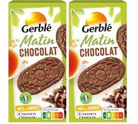 Gerblé Biscuits Matin Chocolat - Céréales Complètes, Réduits en Sucres, Riches en Fibres - Petit-Déjeuner Gourmand Sans Huile de Palme, 200 g (Lot de 2)