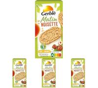 Gerblé Biscuits Matin Noisettes - Céréales Complètes, Réduits en Sucres, Source de Fibres - Petit-Déjeuner Gourmand Sans Huile de Palme, 200 g (Lot de 4)