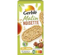 Gerblé Biscuits Matin Noisettes - Céréales Complètes, Réduits en Sucres, Source de Fibres - Petit-Déjeuner Gourmand Sans Huile de Palme, 200 g