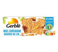 Gerblé Biscuits Miel Châtaigne Graines de Lin - Saveur boisée, source d’oméga-3, allégés en sucres, riches en fibres, 200g