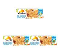 Gerblé Biscuits Miel Châtaigne Graines de Lin - Saveur boisée, source d’oméga-3, allégés en sucres, riches en fibres, 200g (Lot de 3)