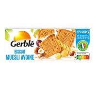 GERBLÉ - Biscuits Muesli Avoine - Flocons d’Avoine, Raisins Secs et Noisettes - Riche en Fibres - Réduit en Sucres - Source de Magnésium - Nutri-Score B - 4 Sachets Individuels - 290 g