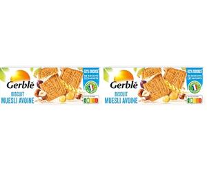 Gerblé Biscuits Muesli Avoine - Flocons d’avoine, raisins secs et noisettes, riches en fibres et magnésium, allégés en sucres, 290g (Lot de 2)