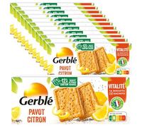 GERBLÉ - Biscuits Pavot Citron - Réduit en Sucres - Sans Huile de Palme - Nutri-Score B - Lot de 12 - 4 Sachets Individuels - 16 Biscuits - 200 g