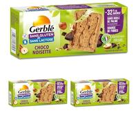 Gerblé Biscuits Pépites Chocolat Noisettes - Sans Gluten & Sans Lactose - Biscuits Gourmands à Emporter, Cacao Durable, 3 Sachets de 4, 150 g (Lot de 3)