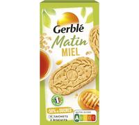 GERBLE Biscuits Petit Déjeuner au Miel - 200g (4 sachets de 3 biscuits) - Nutriscore A - Réduction de 50% de sucres - Fabriqué en France - Lot de 4