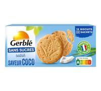 Gerblé Biscuits saveur Coco Sans Sucres, Sans huile de palme, 12 biscuits, 132g, 198916