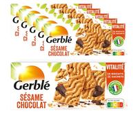 GERBLÉ - Biscuits Sésame Pépites de Chocolat - Réduit en Sucres - Cacao Durable - Sans Huile de Palme - 24 Biscuits - 200 g
