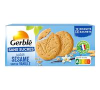 Gerblé Biscuits Sésame Vanille Sans Sucres, Sans huile de palme, 12 biscuits, 132 g, 198917