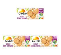 Gerblé Biscuits Son d'Avoine, Allégés en sucres, Riches en fibres, Sans huile de palme, 18 biscuits, 144g (Lot de 3)