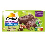 Gerblé Sans Gluten Sans Lactose - Brownies Chocolat Noisettes - Sans Lait - Sans Huile de Palme -Cacao Durable - 4 Sachets Individuels - 1 Boîte 150 g