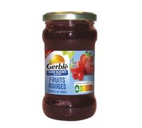 GERBLE Confiture Sans Sucres Ajoutés Fruits Rouges - Pot en Verre 320g - Source de Fibres - Édulcoré aux Maltitols - Nutri-Score A - Lot de 3