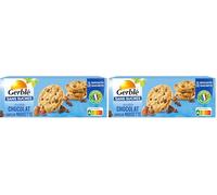 Gerblé Cookies Chocolat Noisette Sans Sucres - Biscuits Gourmands à Emporter, Sans Huile de Palme, Format Pratique 130g (4x3 cookies) (Lot de 2)